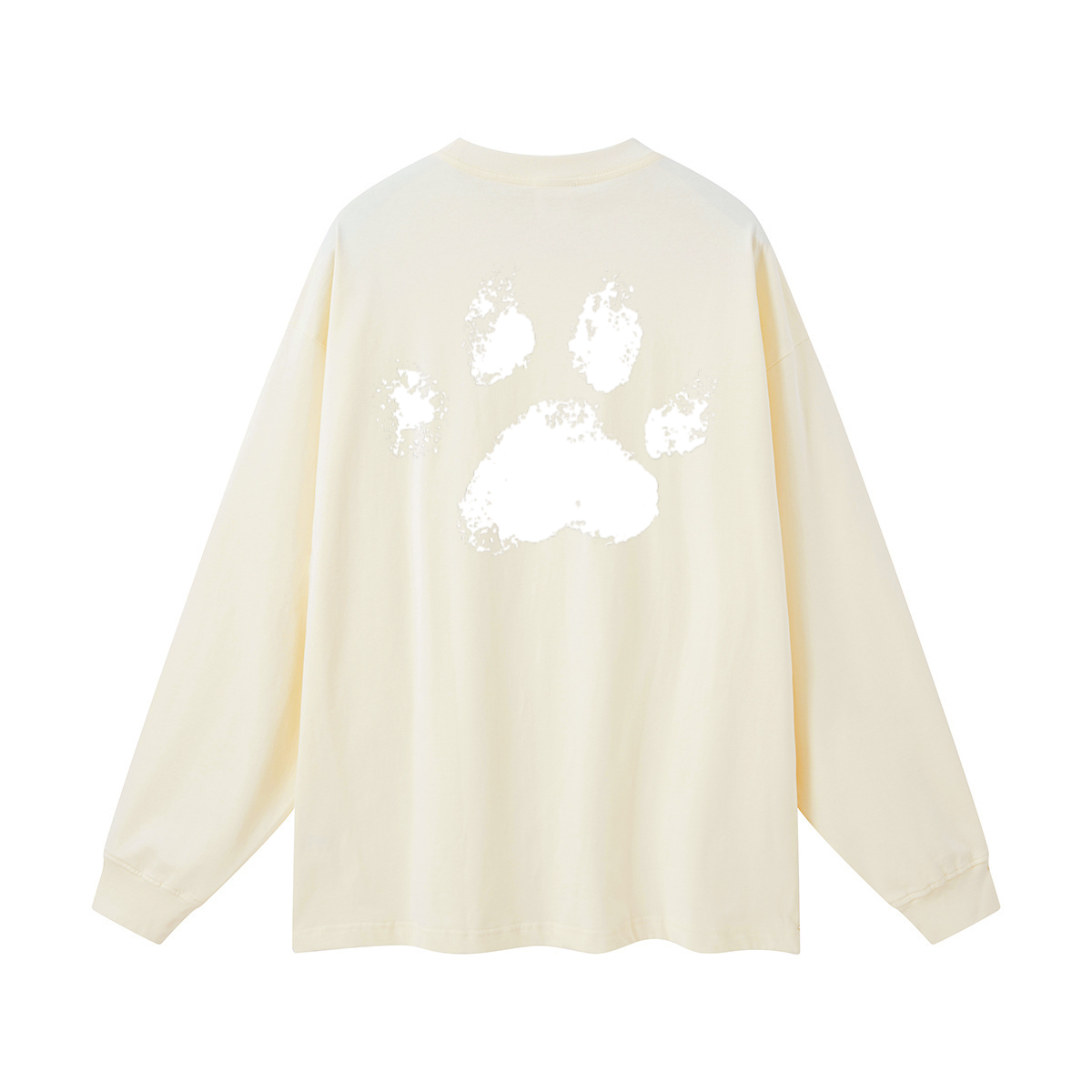 305GSM Unisex Premium Heavyweight Double-Yarn Plain Fabric Earth-Tone Basic Layering Long sleeve Milk Tea White