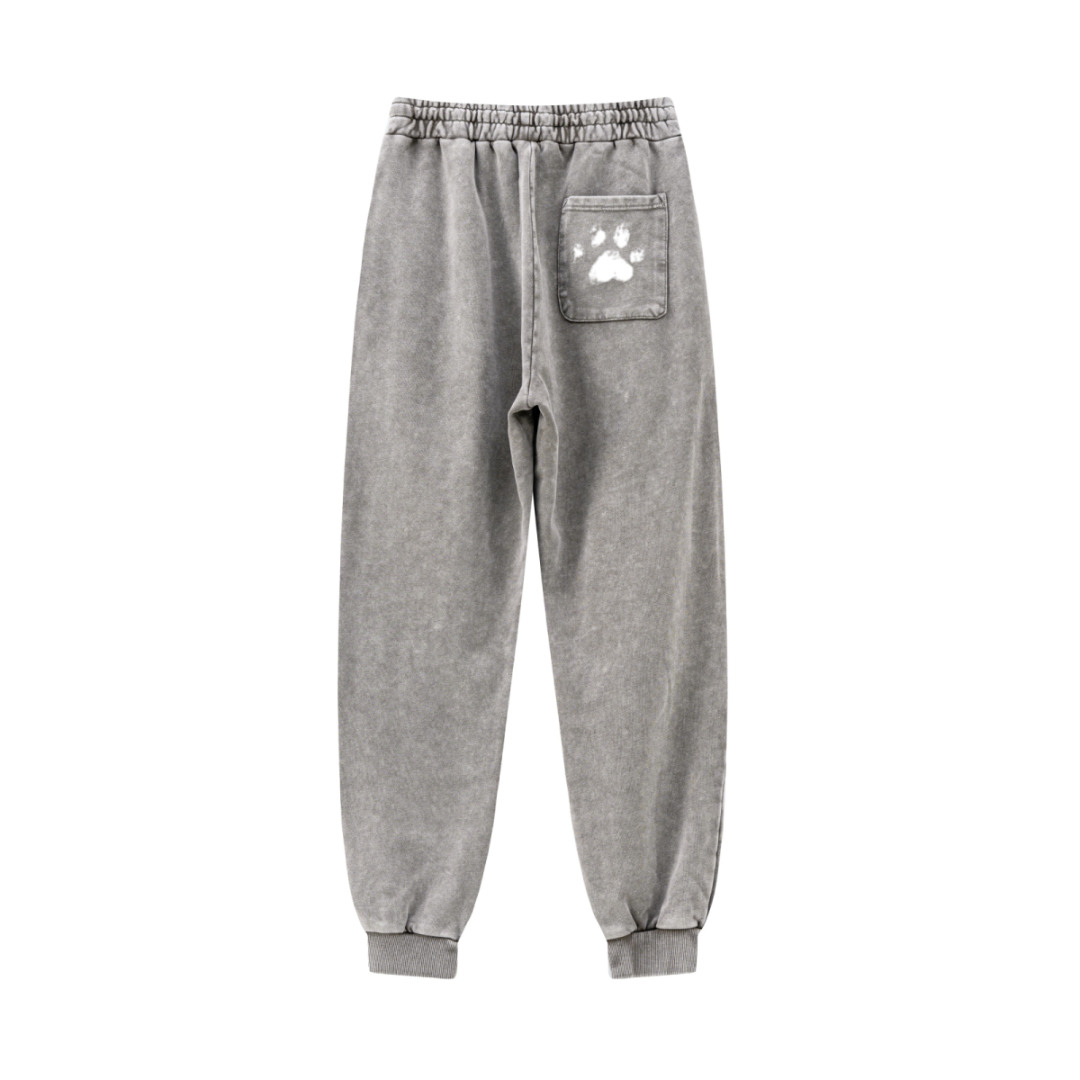 400GSM Men's Heavyweight Snow-Washed Ribbed-Cuff Jogger Pants Light Grey