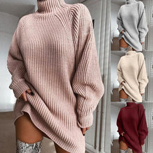 Load image into Gallery viewer, Solid Turtleneck Long Sweater Winter Warm Women Sweater Dress