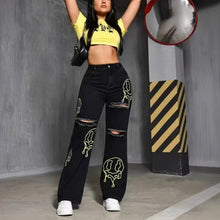 Load image into Gallery viewer, Womens Casual Loose Print Straight-leg Casual Pants