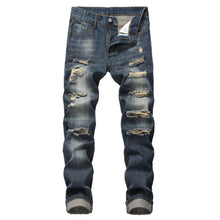 Load image into Gallery viewer, Men's Ripped Straight Slim Fit Non-stretch Jeans