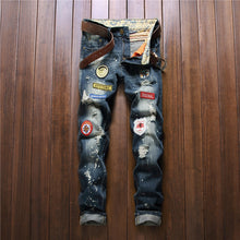 Load image into Gallery viewer, Straight Slim Jeans Splash-ink Old Fashion