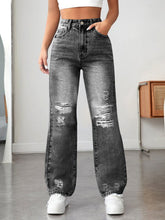 Load image into Gallery viewer, Ripped Straight Denim Women's Loose Trousers