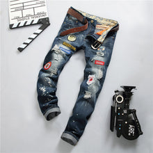 Load image into Gallery viewer, Straight Slim Jeans Splash-ink Old Fashion