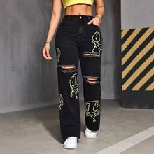 Load image into Gallery viewer, Womens Casual Loose Print Straight-leg Casual Pants
