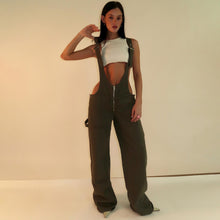 Load image into Gallery viewer, Y2K Zipper Denim Overalls With Pockets Fashion Loose Suspender Jumpsuit Streetwear Jeans Pants Womens Clothing