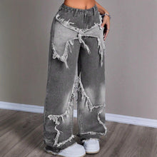 Load image into Gallery viewer, Retro Star Patchwork Heavy Wash Women's Jeans