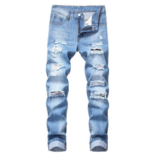 Load image into Gallery viewer, Men's Ripped Straight Slim Fit Non-stretch Jeans