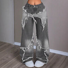 Load image into Gallery viewer, Retro Star Patchwork Heavy Wash Women's Jeans