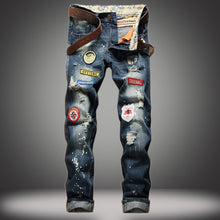 Load image into Gallery viewer, Straight Slim Jeans Splash-ink Old Fashion