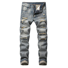 Load image into Gallery viewer, Men's Ripped Straight Slim Fit Non-stretch Jeans