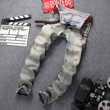 Load image into Gallery viewer, Ripped Jeans Men's Straight Slim Fit