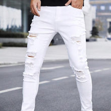 Load image into Gallery viewer, Men's Solid Color Cuffed Straight Jeans Casual And Comfortable Slim Fit