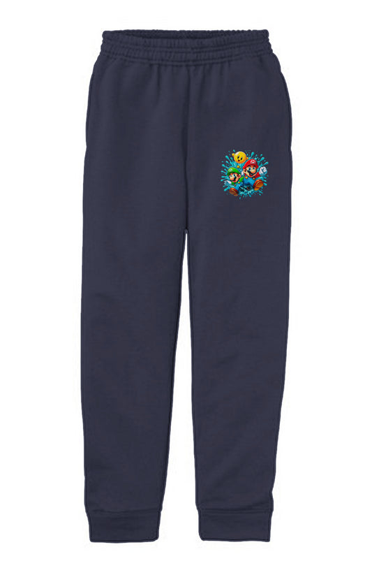 Slyde Pupps luigi and Mario Youth Core Fleece Jogger/ Jet Black,Navy