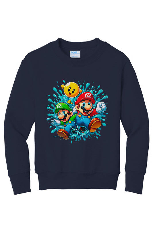 Slyde Pupps luigi and Mario Youth Fleece Sweatshirt/ Jet Black,Navy