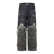 Load image into Gallery viewer, Men's American High Street Stitched Camouflage Wide Leg Jeans