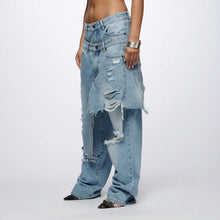 Load image into Gallery viewer, Loose Hip Hop Ripped Beggar High Street Jeans