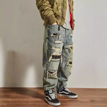 Load image into Gallery viewer, Jeans Men's Loose Straight Tapered Distressed Broken Holes Pants