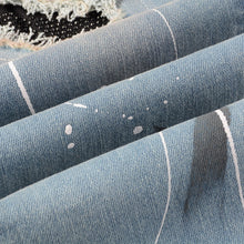 Load image into Gallery viewer, Rhinestone Patch Slim Fit Straight Ripped High Street Jeans