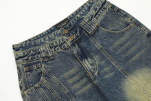 Load image into Gallery viewer, Retro Worn Looking Washed-out Jeans Deconstructed Stitching Design Loose All-match