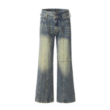 Load image into Gallery viewer, Retro Worn Looking Washed-out Jeans Deconstructed Stitching Design Loose All-match