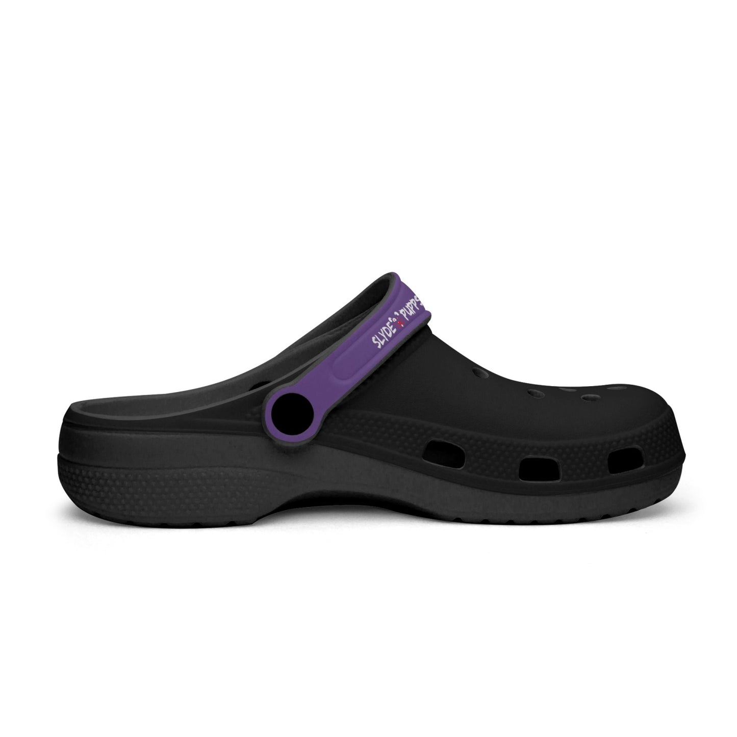 Men's and Women's Black Purple Slyde Pupps