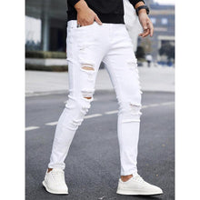 Load image into Gallery viewer, Men's Solid Color Cuffed Straight Jeans Casual And Comfortable Slim Fit