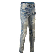 Load image into Gallery viewer, Hand Frayed Beggar Style Distressed Slim Stretch American Men's Jeans