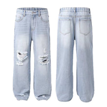 Load image into Gallery viewer, Ripped Straight Denim Women's Loose Trousers