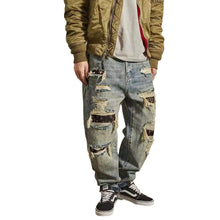 Load image into Gallery viewer, Jeans Men's Loose Straight Tapered Distressed Broken Holes Pants