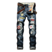 Load image into Gallery viewer, Straight Slim Jeans Splash-ink Old Fashion
