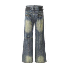 Load image into Gallery viewer, Retro Worn Looking Washed-out Jeans Deconstructed Stitching Design Loose All-match