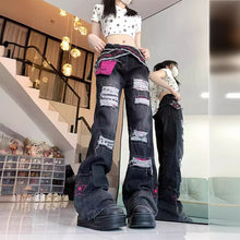 Load image into Gallery viewer, High-Street Ripped Design Flared Denim Jeans With A Sleazy Chic Vibe