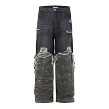 Load image into Gallery viewer, Men's American High Street Stitched Camouflage Wide Leg Jeans