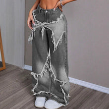 Load image into Gallery viewer, Retro Star Patchwork Heavy Wash Women's Jeans