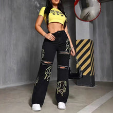 Load image into Gallery viewer, Womens Casual Loose Print Straight-leg Casual Pants