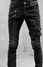 Load image into Gallery viewer, Classic Men's Cotton Blend Solid Denim Jeans with Slant Pockets