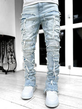 Load image into Gallery viewer, Men's new stretch patch denim straight pants