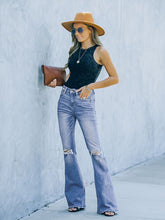 Load image into Gallery viewer, American style bootcut women's jeans high waist slimming ripped jeans