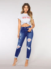 Load image into Gallery viewer, Women's trendy fashion ripped washed jeans