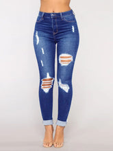 Load image into Gallery viewer, Women's trendy fashion ripped washed jeans
