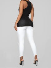 Load image into Gallery viewer, Women's elastic ripped solid color denim long trousers