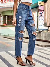 Load image into Gallery viewer, All-match washed ripped straight-leg denim cropped pants