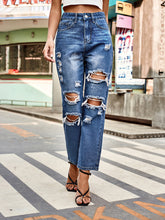Load image into Gallery viewer, All-match washed ripped straight-leg denim cropped pants