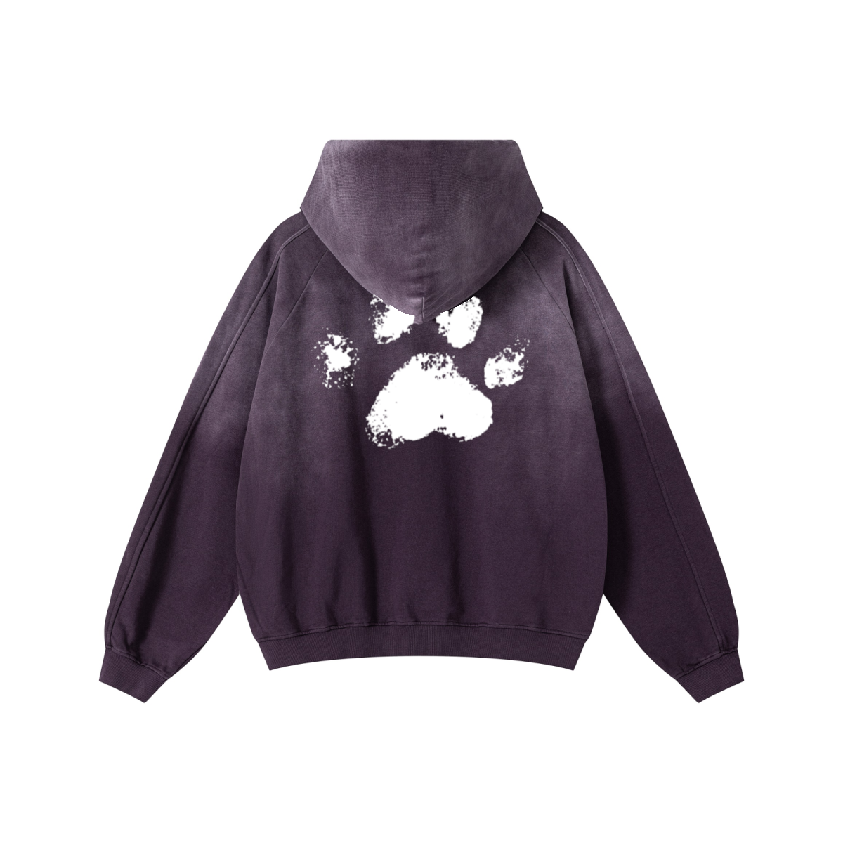 370GSM Unisex Monkey Wash Raw-Edge PP-Sprayed French Terry Hoodie Vintage Purple