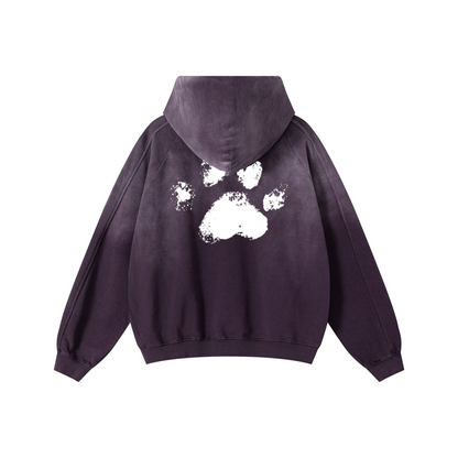 370GSM Unisex Monkey Wash Raw-Edge PP-Sprayed French Terry Hoodie Vintage Purple