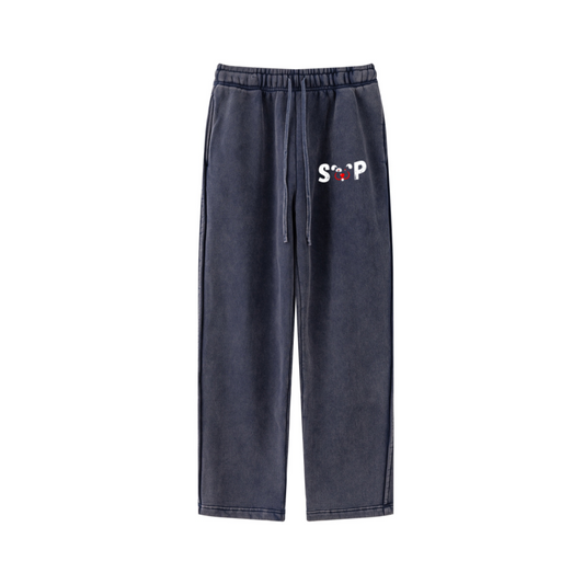 360GSM Men's Fleece Twisted-Stitch Marled Pants Royal Blue