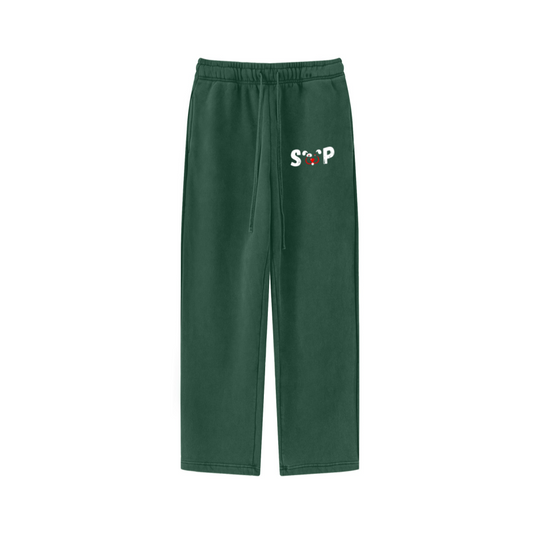 360GSM Men's Fleece Twisted-Stitch Marled Pants Emerald Green