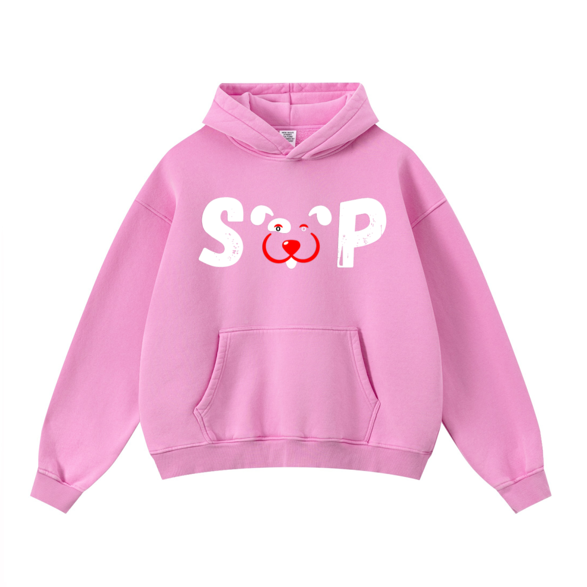 400GSM Unisex Washed Heavyweight Boxy-Fit Hoodie Vintage Peach Pink