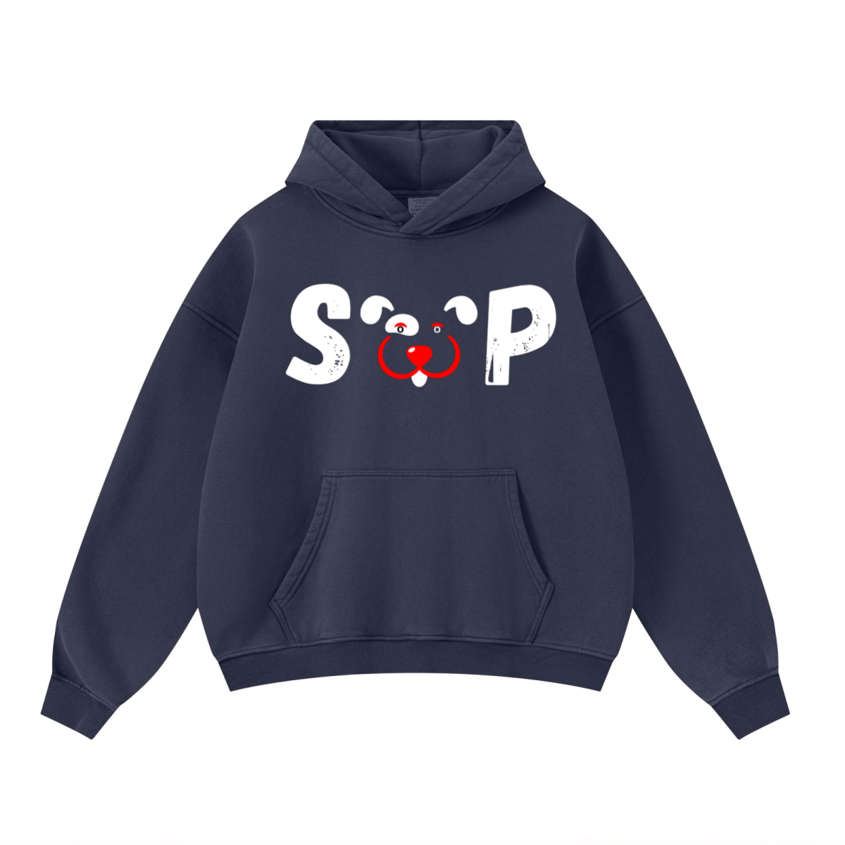 400GSM Unisex Washed Heavyweight Boxy-Fit Hoodie Vintage Royal Blue